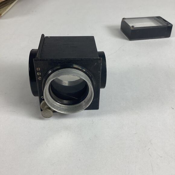 Optical Prism Viewer/Beam Splitter Housing & 2 Glass Stereoscopic Slide Mounts - Picture 2 of 10